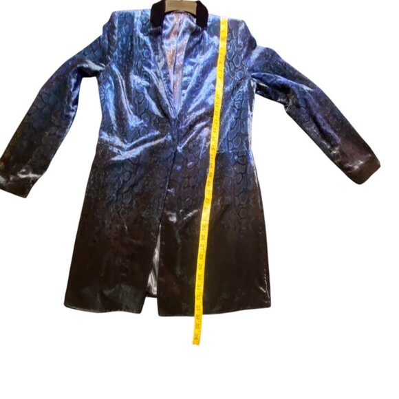 ELIE TAHARI OMBRE VELVET ANIMAL PRINT SMOKING JACKET BLAZER DUSTER ROYAL BLUE S - Picture 10 of 11